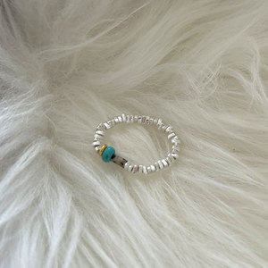 Small-Batch Sea Blue <b>Crystal</b> <b>Ring</b> Trendy Unique Design Matte Simple Band Silver Accents Stainless Steel 18K Gold Plated Copper - Product Image 5