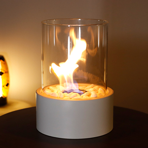 Cheminée de table portable blanche grande cheminée ronde en gel de verre <span class=keywords><strong>bio</strong></span> éthanol pour décor de table à manger - Product Image 6