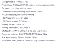 Module de communication sans fil multibande <span class=keywords><strong>GSM</strong></span> H350-<span class=keywords><strong>A50</strong></span>-00, module GPRS réseau WCDMA EDGE - Product Image 2