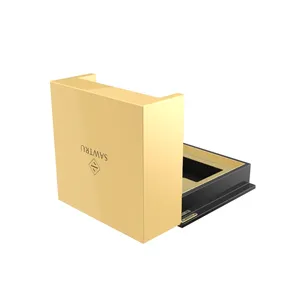 Luxury Design Gold High Gloss Lacquer Wooden French Perfume Packaging Box Customized Double Door Perfume Gift Display Box