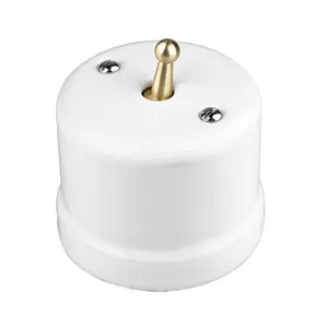 Best Seller White Ceramic Wall Mounting Retro Style Toggle Wall Switches for Led Lamp or Other Lamps