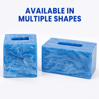 Boîte à mouchoirs en résine bleu océan avec logo personnalisé, formes multiples (carrée, rectangulaire) pour la décoration d'hôtel - Vente en gros