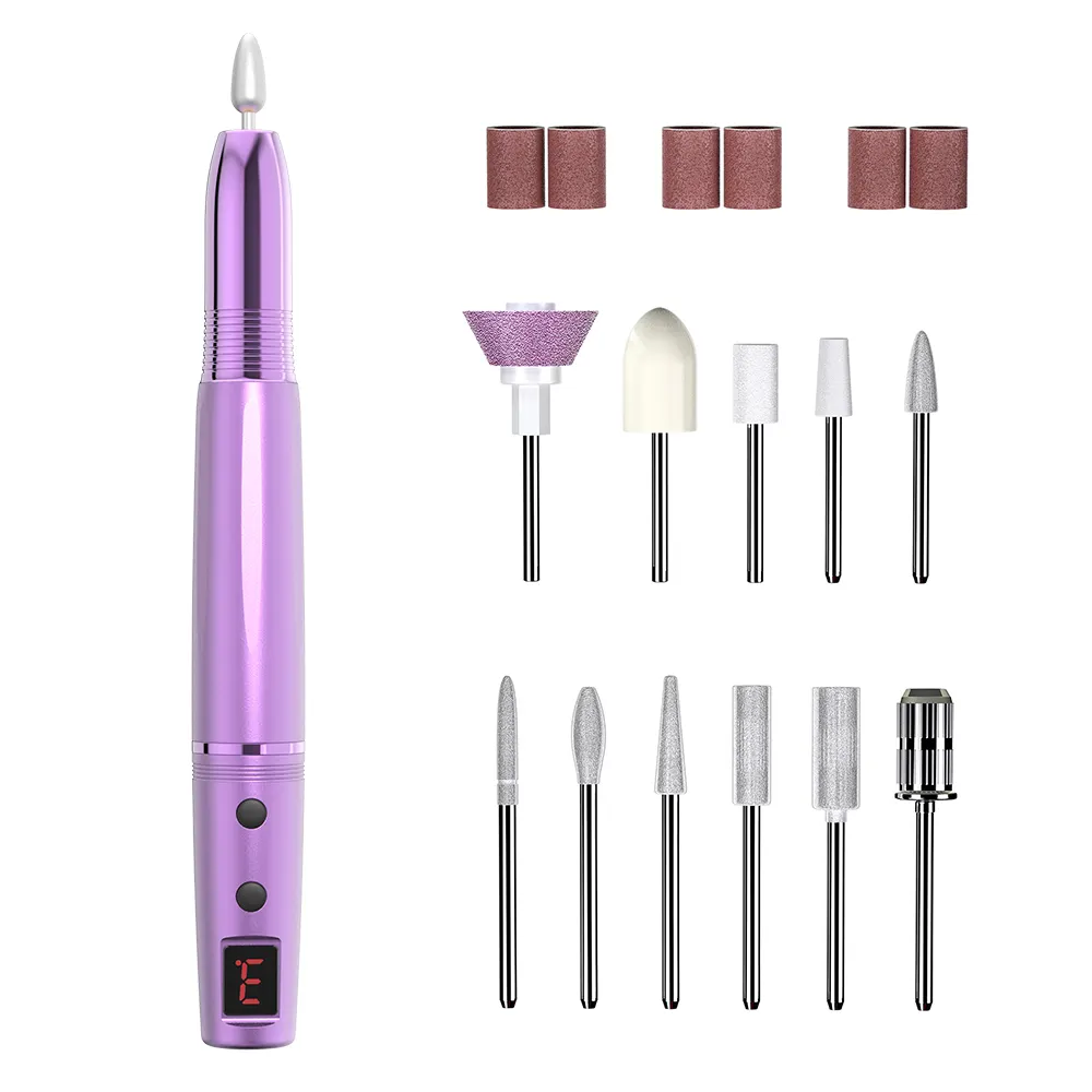 Professional Rechargeable Portable 13 in 1 Wireless Nail File Drill Kit 3 Levels Speed Electric Cordless Nail Drill Machine