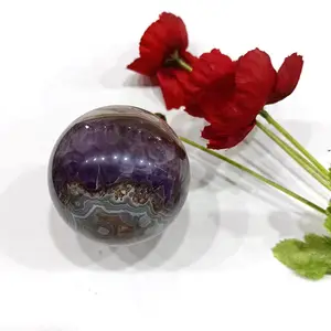 Best selling cristal natural bola ágata mexicana ametista esfera simbiótica Reiki Crystal ball para decoração