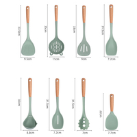 Peralatan Dapur Silikon Laris Manis Set Gagang Kayu Aksesoris Dapur Alat Masak Spatula Sendok Set Peralatan Dapur