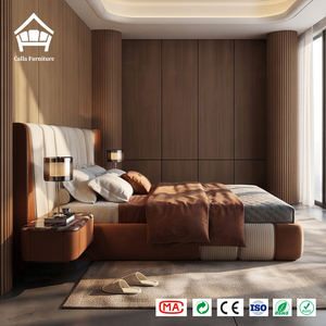 Set Letto Imbottito in Tonalità Neutre Eleganti, Fornitura Professionale per Progetti, Arredamento Camera da Letto Personalizzato per Mercato USA, Canada e Australia - Product Image 1