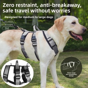 Eco-Friendly reflexivo poliéster Pet arnês botão encerramento grande cão anti-fuga arnês para médio grande porte canino - Product Image 4