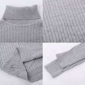 Autumn <b>Men</b> <b>Turtleneck</b> Knitted Quick Dry Nylon/Acrylic Solid Full Sleeve Front Logo Sweater Casual Warm Undershirt Pullover - Product Image 3