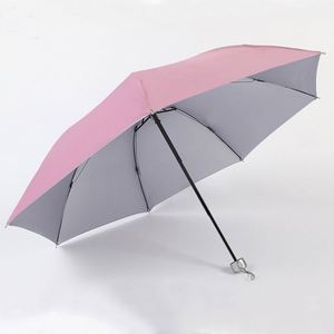 Wholesale Protection Gifts Printing LOGO Three-<b>Fold</b> Umbrella 7-Ribbon Silver Glue Sun Protection Gifts Low Price Umbrella - Product Image 1