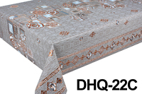 Goedkope waterdichte luxe vintage PVC gouden tafelkleed groothandel geborduurd tafelkleed