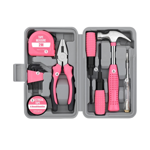 Caja de Herramientas de <span class=keywords><strong>Mano</strong></span> Ligera de 13 Piezas para el Hogar, Mini Herramientas de Reparación y Bricolaje con Estuche de Plástico Rígido, Bonito Regalo Color Rosa - Product Image 1