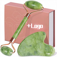 Planche de massage Gua Sha en pierre de jade, rouleau anti-gonflement, soin de la peau et soin personnel, outil facial pour hommes et femmes, emballage en boîte