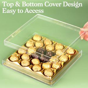 Boîte à dessert carrée en plastique acrylique transparente avec couvercle, conteneur PS pour aliments, chocolat, bonbons, biscuits, pâtisseries, cadeau de <span class=keywords><strong>mariage</strong></span> - Product Image 4