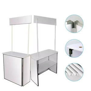 บูธโฆษณาแบบพกพาพับได้พร้อมเคาน์เตอร์ทรงสี่เหลี่ยมผืนผ้า ประกอบง่าย ใช้งานกลางแจ้ง ใช้ซ้ำได้ ใช้เป็นโต๊ะทำงานในสำนักงาน - Product Image 2