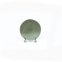 Service de table 16 pièces en grès cannelé vert sauge, style européen – Assiettes, bols, tasses côtelées, compatibles four, micro-ondes et lave-vaisselle