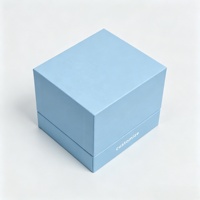 Caja de Embalaje de Papel Azul Claro con Logotipo Personalizado Moderno, Caja de Regalo de Cartón Rígido Premium con Base y Tapa para Productos de Cuidado de la Piel y Cosméticos