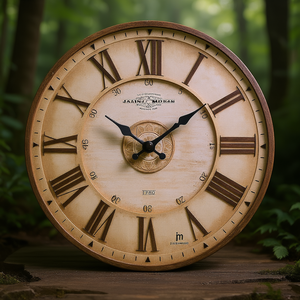 Justaminute Wall <b>Clock</b> 33.5Cm Antique Wood Roman Numerals Quartz Mechanism - Product Image 3