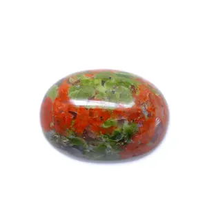 Yisheng Jewelry Customization 18x13MM Oval Shape Flat Bottom Natural Stone New Arrival Unakite Gemstone Wholesale