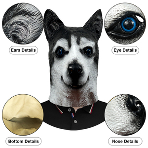 Máscara de Perro <span class=keywords><strong>Husky</strong></span>, Cubierta de Cabeza de Animal de Látex, Personalizable para Halloween, Cosplay, Fiesta de Disfraces, Accesorios Divertidos para Disfraces - Product Image 3