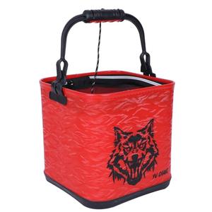 Cubo de pesca plegable rojo Yu Chak con base moldeada por inyección de EVA y asa superior para uso multipropósito - Product Image 1