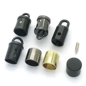 4mm-10mm kabel logo logam berakhir mode desain tali hitam sekrup kunci kabel stopper