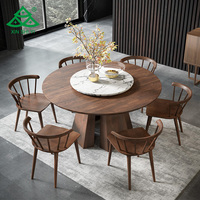 Ensemble de salle à manger d'hôtel au design moderne Table de salle à manger ronde en bois massif avec dessus de table en bois pour restaurant