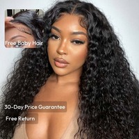 Perruque en cheveux humains indiens naturels, Lace Frontale HD, longueurs 30-40 pouces, bouclée Deep Wave, sans colle, avec baby hair