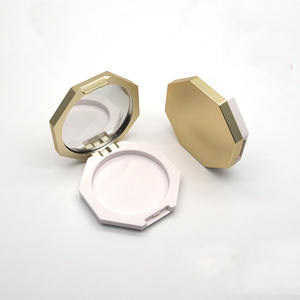 Logo personnalisé vide mat or argent en plastique maquillage cosmétique surbrillance fard à joues emballage poudre pressée boîtier compact avec miroir - Product Image 1