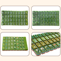 Magnifique ensemble de tuiles de mahjong en acrylique vert peintes à la main, légères et portables, jeu de table traditionnel, tuiles de mahjong de haute couture