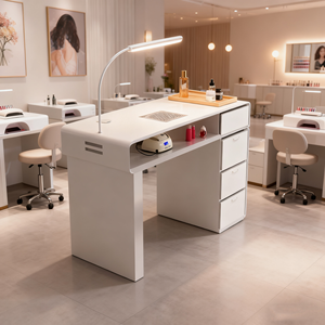 Table de <span class=keywords><strong>manucure</strong></span> multifonctionnelle de luxe légère <span class=keywords><strong>avec</strong></span> lampe et <span class=keywords><strong>aspirateur</strong></span> pour une ou deux personnes - Product Image 1