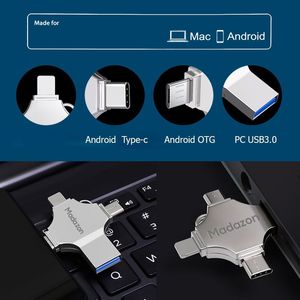 แฟลชไดรฟ์โลหะแบบใหม่ <span class=keywords><strong>4</strong></span>-in-1 ความเร็วสูง USB 2.0/3.0 OTG พร้อมโลโก้สั่งทำพิเศษ ความจุ 16GB-128GB แบบ Type-C - Product Image 2