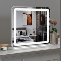 Miroir de maquillage LED rectangulaire de bureau, miroir intelligent à atténuation tactile, chambre à coucher et maison, miroir de table haute définition