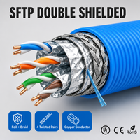 Kabel LAN Cat6a SFTP Bersertifikasi Tiga Lapis 305m 1000ft Double Shielded 4 Pair UL CE RoHS Ethernet untuk Pengaturan LAN