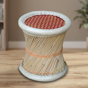 Tabouret en bambou bohème, tabouret écologique, tabouret en rotin naturel, tabouret en bambou écologique, tabourets en canne naturelle faits à la main, tabourets en canne naturelle teignables - Product Image 5