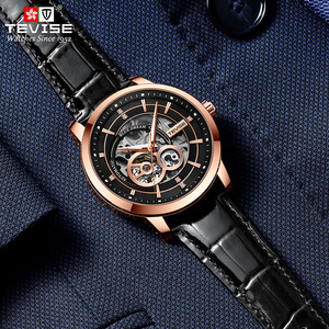 Venta Directa de Fábrica, Reloj Mecánico Automático, Reloj Mecánico de Cuero para Hombre, Resistente al Agua - Product Image 3