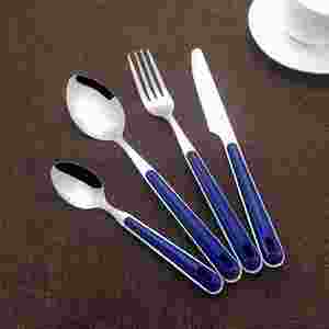 Wholesale High Grade <b>Plastic</b> Handle Spoons and Forks <b>Sets</b> 24 PCS Stainless Steel Flatware <b>Sets</b> With Shelf - Product Image 4