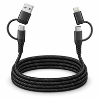 Câble de données USB Type-C 8 broches tressé en nylon 4-en-1 personnalisable 60W à charge rapide pour plusieurs appareils et ordinateurs