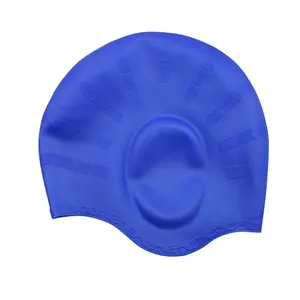 Comfortable waterproof ear cover swimming cap for adult