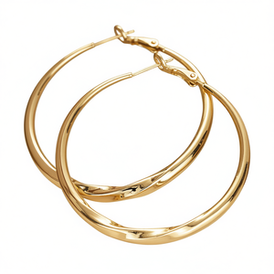 Pendientes de Aro Dorados E4503, Aleación de Zinc, Estilo Clásico, Joyería Unisex - Product Image 1