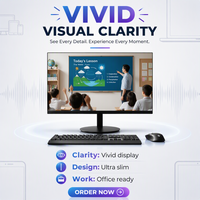 Moniteur d'ordinateur LCD IPS FHD sans cadre de 24 à 27 pouces, angle de vue large de 178 degrés, haut-parleur VESA pour le bureau et l'école