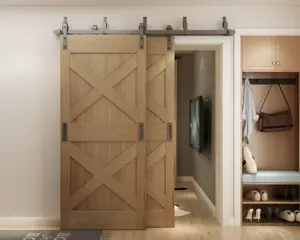 Bi-fold Sliding Barn Door With Bypass Hardware Kit Bypass Sliding Barn Door Hardware For Double Doors