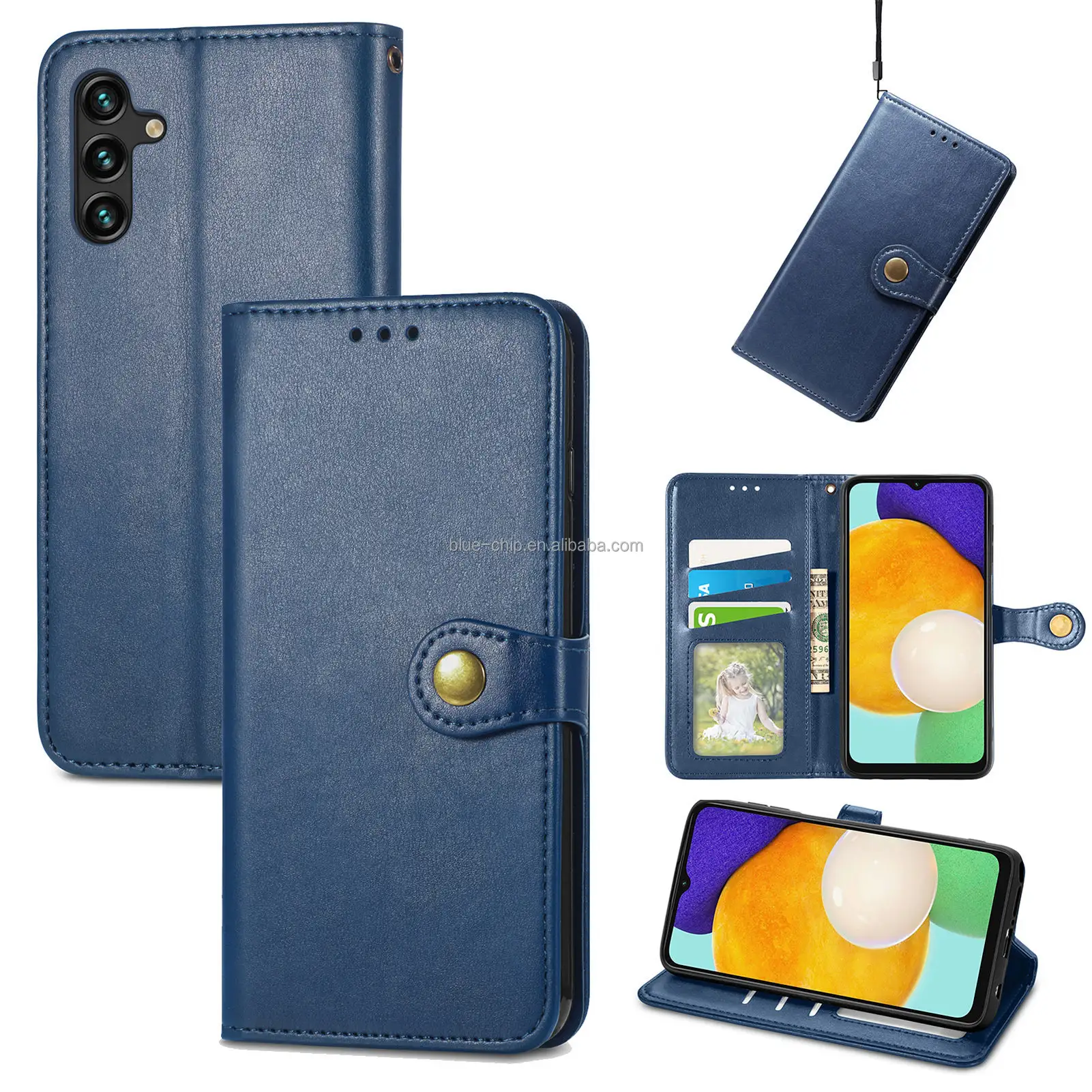 Nieuwe Collectie Portemonnee Lederen Afwerking Blanks Universele Book Case Mobiele Telefoon Portemonnee Case Voor Samsung Galaxy S24 Plus Mobiele Hoes