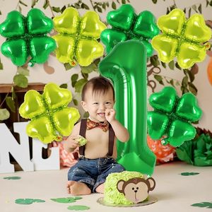 Ballon Chiffre 1 Anniversaire Trèfle à Quatre Feuilles 40 Pouces Vert en Aluminium Décoration de Fête Thème Fête de la Saint-Patrick Chiffres Interchangeables de 0 à 9 - Product Image 5