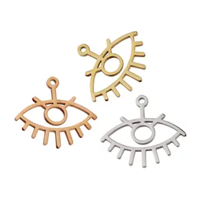 New arrival jewelry finding making wholesale charms silver/gold/rose gold stainless steel evil eye pendant for necklace bracelet
