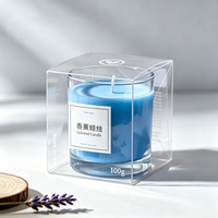 Boîte d'emballage transparente en PET biodégradable pour bougies parfumées et cadeaux artisanaux, design pliable personnalisable avec logo imprimé