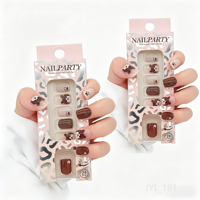Faux Ongles Carrés Courts Beige Ours Personnalisables de Haute Qualité à Presser, Réutilisables en ABS, 24 Pièces, Vente en Gros, Couverture Complète