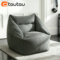 Housse de pouf moderne en coton et lin OTAUTAU pour fauteuil, pouf, canapé, fauteuil poire, pour adultes, housse amovible, une place, pour jeux, films, salon