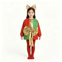 Costumes de Noël en gros, Costume de Noël en forme de boîte cadeau avec nœud papillon, Tenue de fantaisie pour fêtes de fin d'année et jeux de rôle
