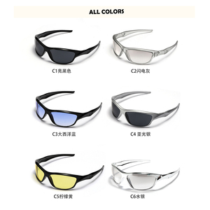 Vente en gros, lunettes de soleil tendance miroir argenté Y2K, lunettes de soleil <span class=keywords><strong>futuriste</strong></span>, Hip Hop, Logo personnalisé, lunettes de cyclisme - Product Image 6