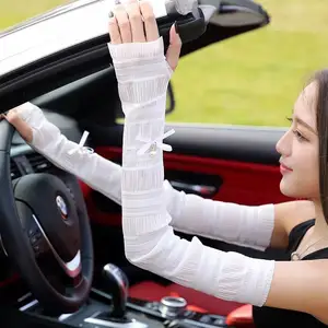 Mode Eis Seide Spitze Sonne UV-Schutz Auto fahren Sommer Arm Ärmel Handschuhe Frauen